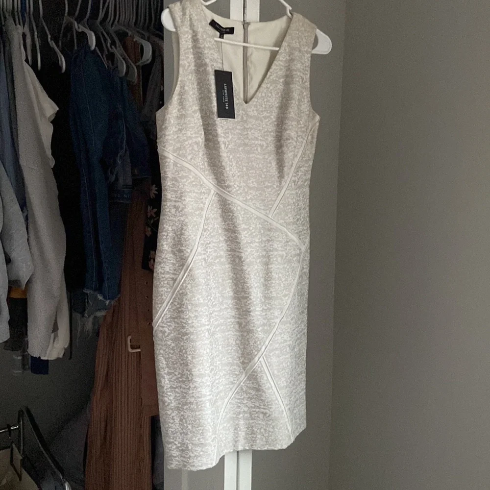 Lafayette 148 New York Beige & White Dress, NWT